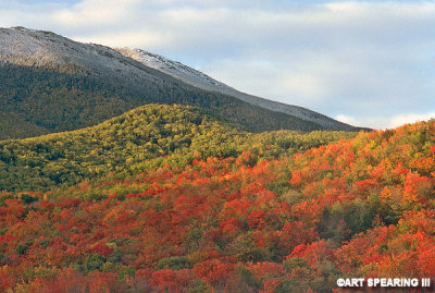 Snow and Fall Foliage From Heart Lake