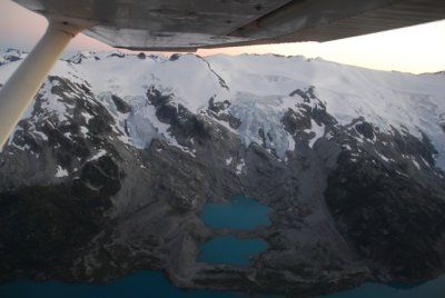 Snow Cap Lake, views from a sunset flight