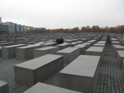 2711 rectangular concrete blocks of varying height positioned on undulating ground as thought it were some giant cemetery