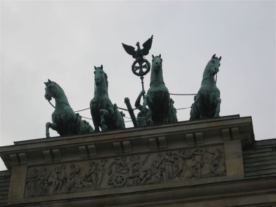 Johann Gottfried Schadow's Quadriga, a sculpture of the winged goddess of victory piloting a horse drawn chariot