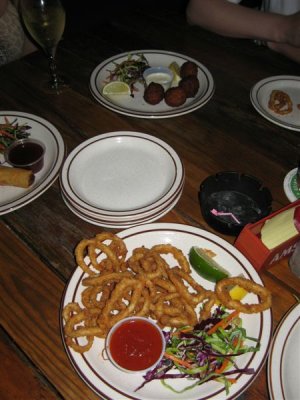 out to eat and it was just lots of appetizers, my first time to try Calamari