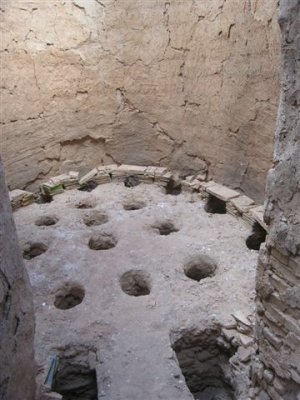 the firing pits (heated with the burning olive pits)