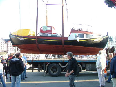 A VIKING SHIP-On the way to the shipyard to be fixed