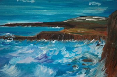 Rough Seas on Large Canvas in Acrylics