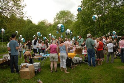 The Gathering of People at The End of The Duck Race