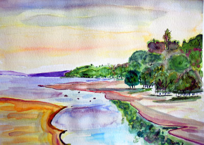 Summertime by The River in Watercolour