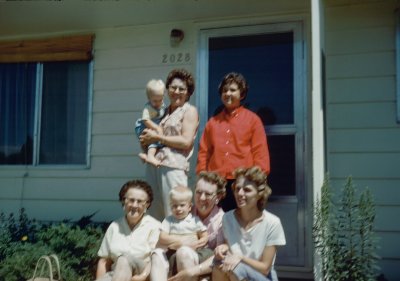 Back row. Steve, Aunt Loette, Her Daughter, Front row, Great Grandma Gammy, Me, Grandma Gross (Teed) and Mom
