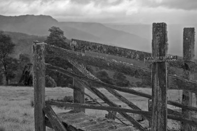 Old stockyards in mountain country