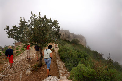 Approaching Ali Pasha's castle at Ayia - walking in the clouds