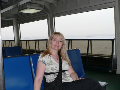Lori on the ferry