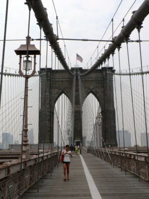 foggy day on the Brooklyn Bridge