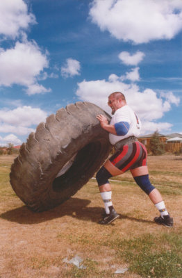 Flipping a 400kg tyre