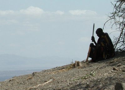 Chopping wood (Maasai village)