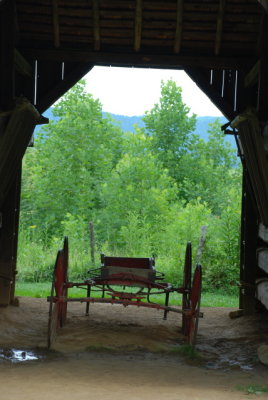 wagon in cades cove