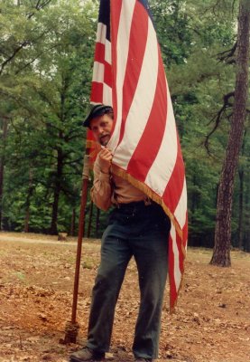 Capt Buker wrapped in Old Glory. Cold Harbor, VA National Park