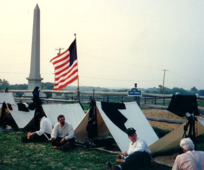 Encampment at edge of The Cornfield, Antietam National Park (09/91)