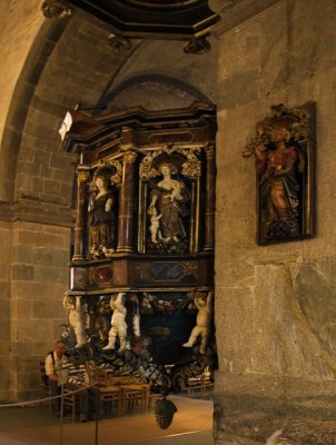 During the 300 years that Hanseatic merchants owned the church, they installed an elaborate pulpit.