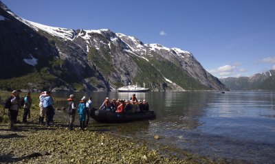 Launching a Zodiac from an enchanting Arctic beach.