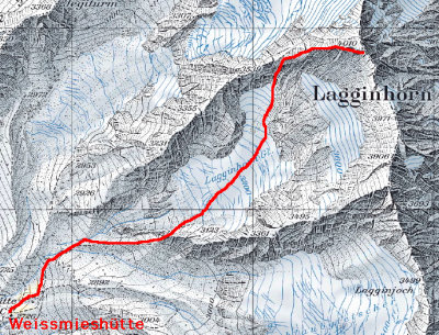 Climbing Lagginhorn 4010 m/13200 ft June 22-23 2007