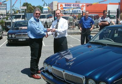 The big moment with Graham (right) handing me the keys