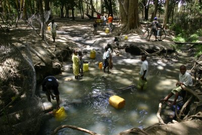 A natural spring in Kondoa, yielding 200 L per hour