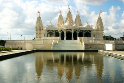 Reflections of the Swaminarayan temple, Houston