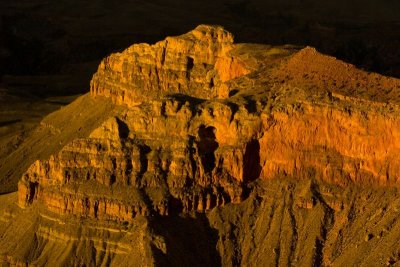 Sunset lights up the canyon, Grand Canyon National Park