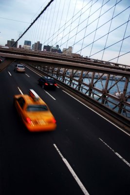 New York City Taxi on Brooklyn Bridge