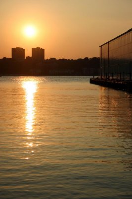 Sunset over the Hudson River in New York City