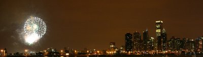 Panoramic view of the July 4th fireworks, Chicago