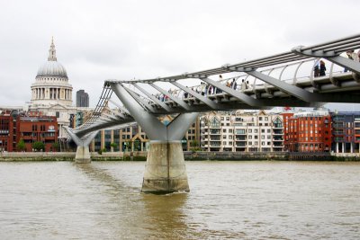 Millennium bridge with St. Paul's Cathedral, London