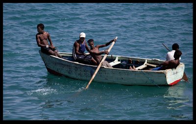 Local ferry!  Boys in Mindelo harbour - Sao Vicente, Cap Verde 2004