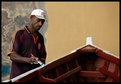 Painting the boat - Santo Antao