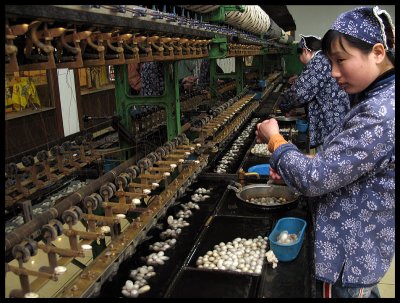 Silk production from cocoons - Beijing