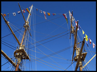 Flags on Tall Ship - Halmstad Sweden