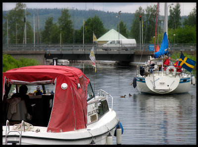 Waiting for bridge to open into Gota Canal - Karlsborg Sweden 2004