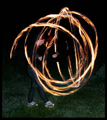 Sara Magnusson doing Fire Poy - Östrahage Rottne Sweden 2007