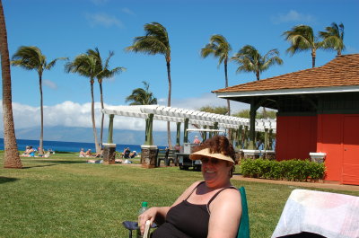 Reading after snorkeling at Airport beach