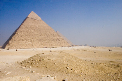 One of the pyramids still has a bit of its top