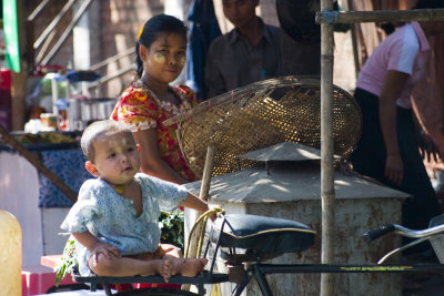 Street food seller's baby