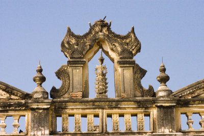 Temple detail, clear blue sky