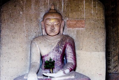 Buddha, fading to purple