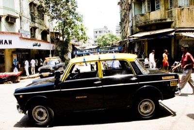 Super cool Mumbai taxi. Looks like a Lada or a Fiat
