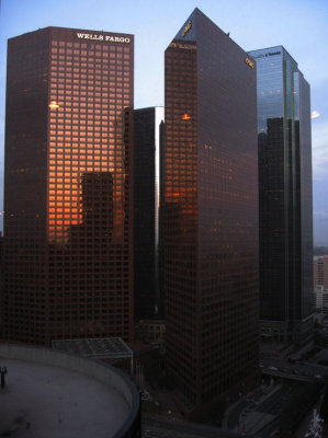 downtowwn buildings at sunset