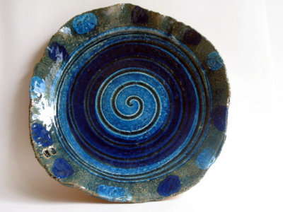 big blue spiral platter