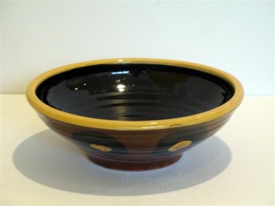 black and yellow bowl