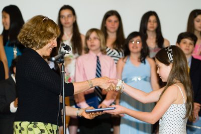 Receiving her diploma