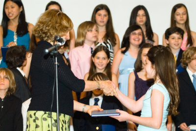 Receiving her diploma