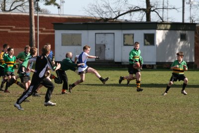 Kicking for space whilst Anna makes the tackle