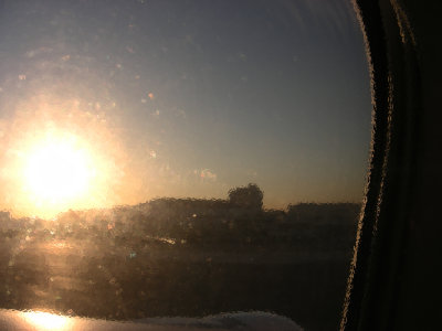 early morning view from inside plane.